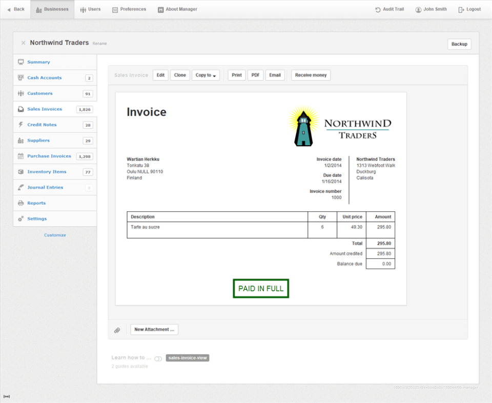 screenshot of Manager
