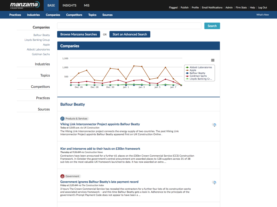 screenshot of Manzama