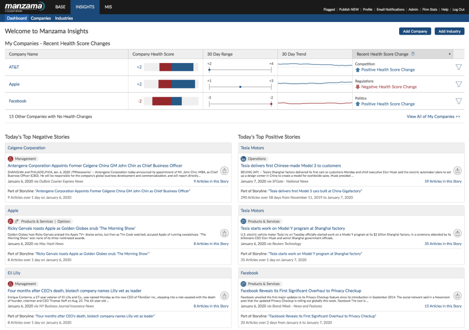 screenshot of Manzama