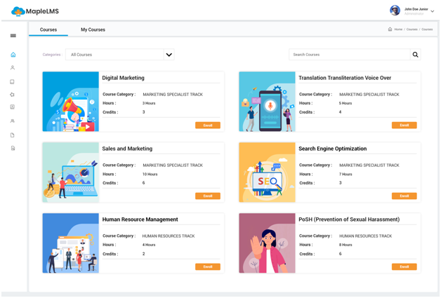 screenshot of MapleLMS