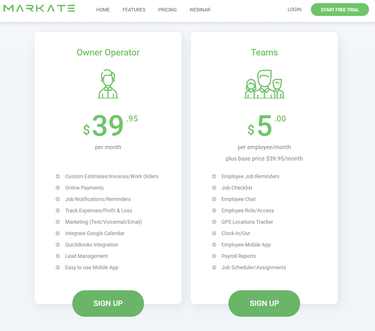 screenshot of Markate