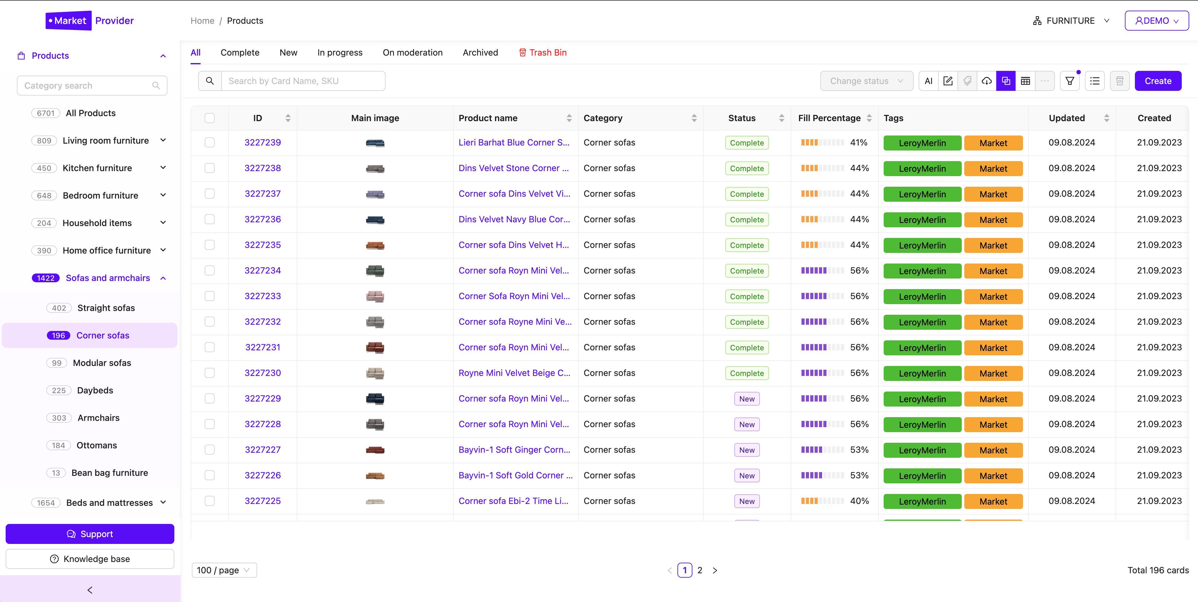screenshot of MarketProvider