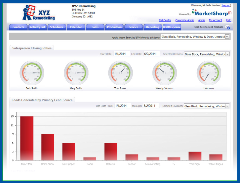 screenshot of MarketSharp