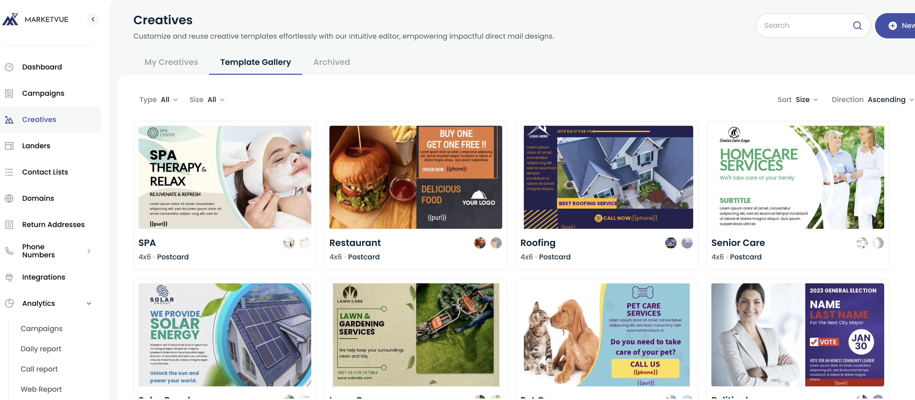 screenshot of MarketVue