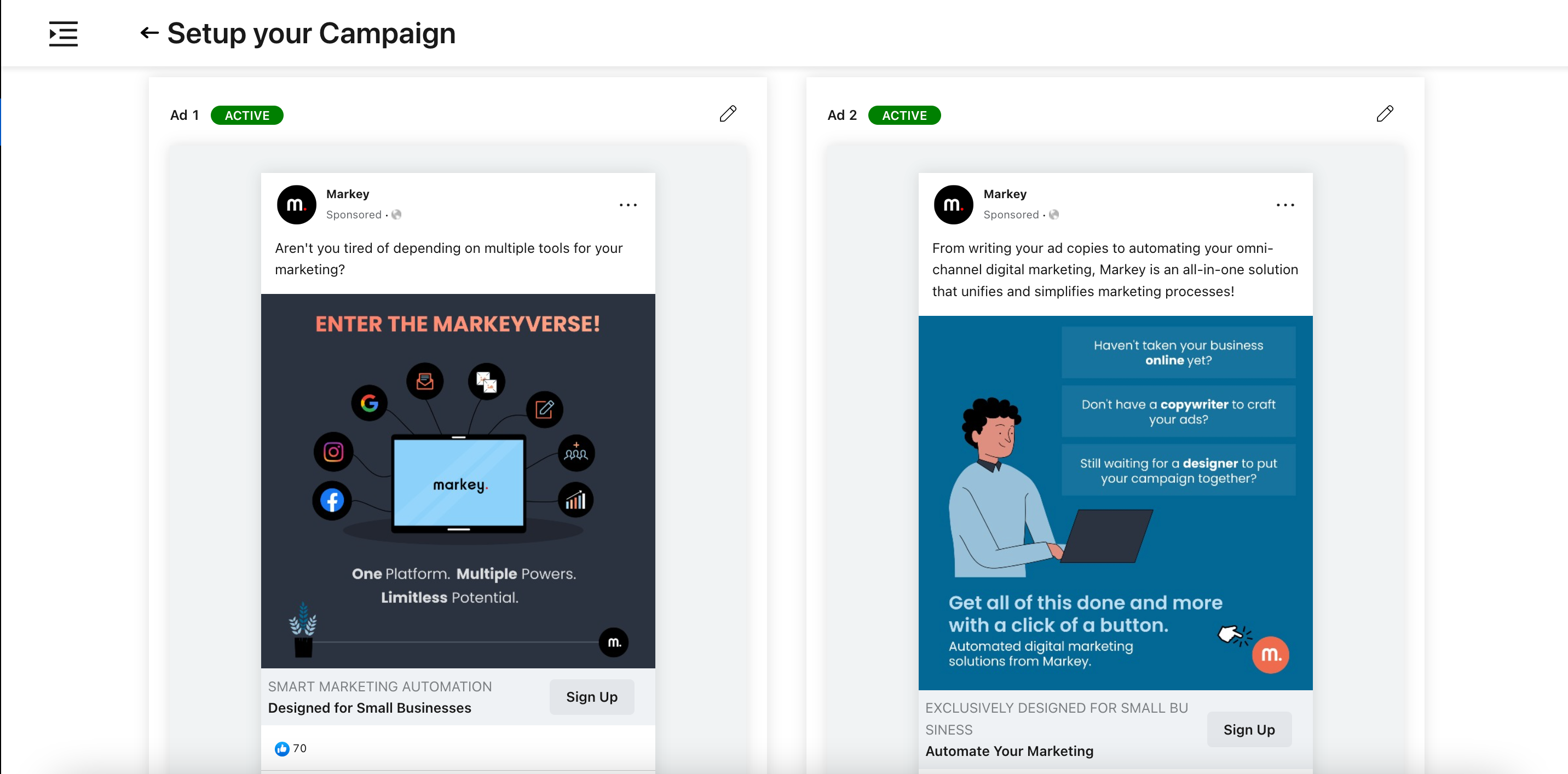 screenshot of Markey