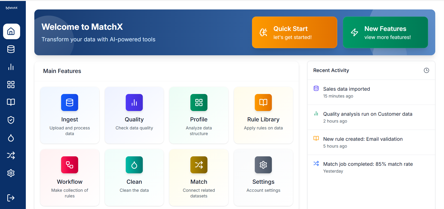 screenshot of MatchX