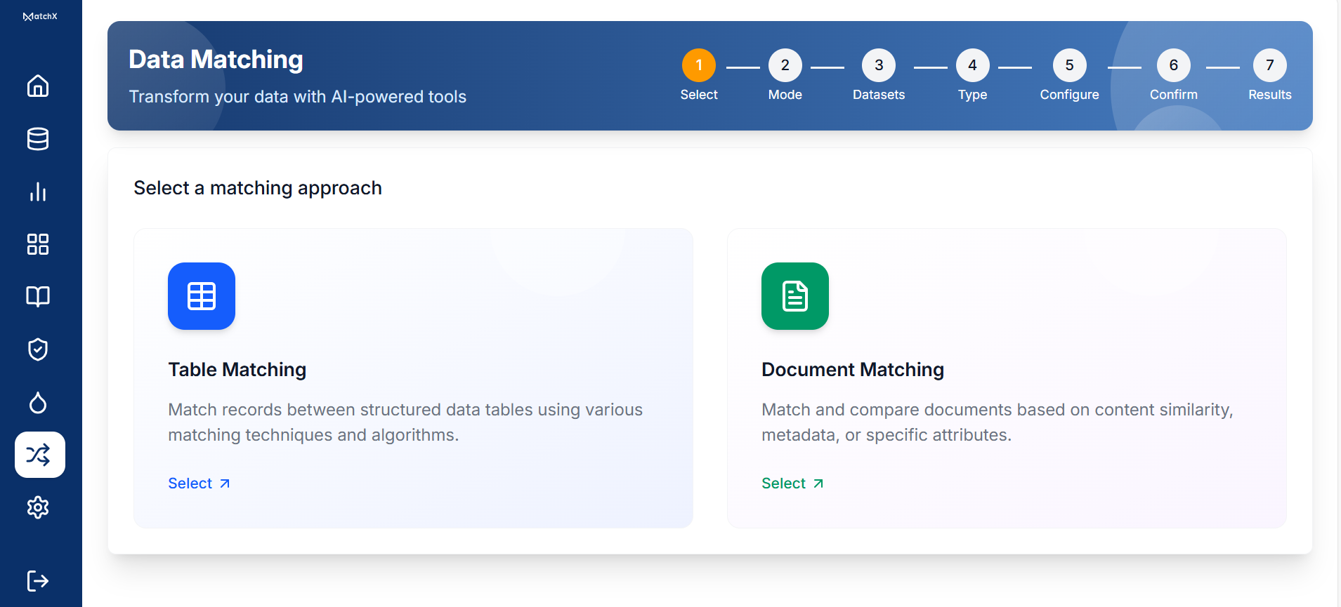 screenshot of MatchX