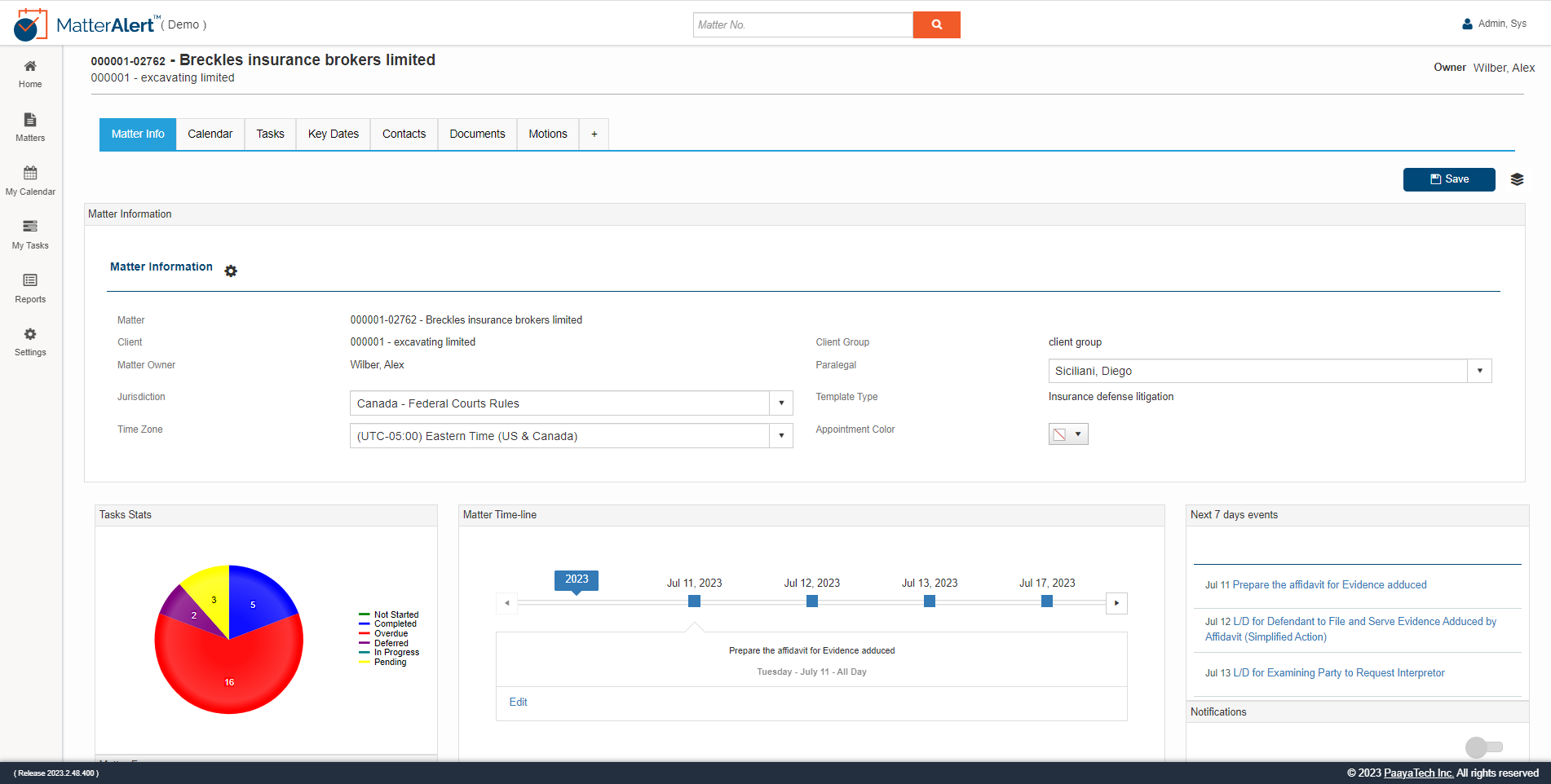 screenshot of MatterAlert