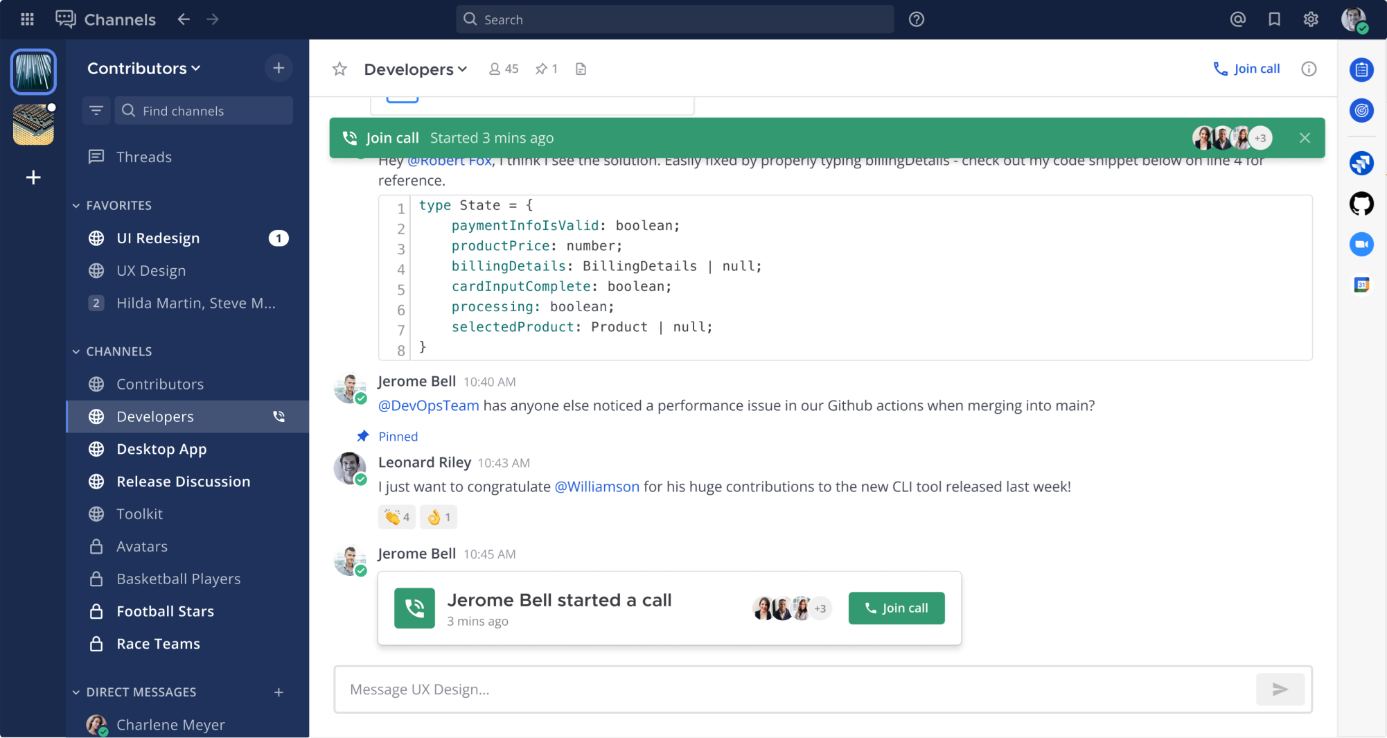 screenshot of Mattermost