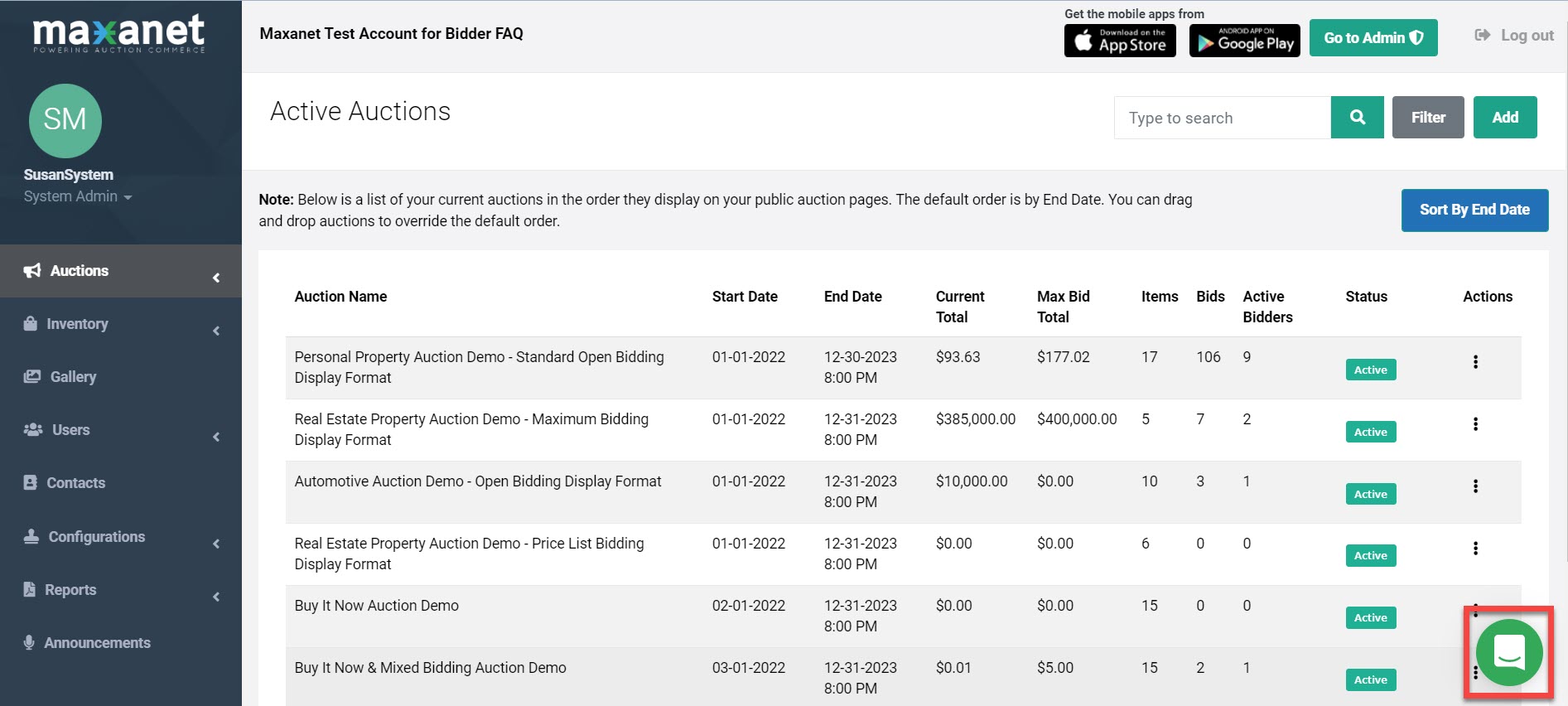 screenshot of Maxanet