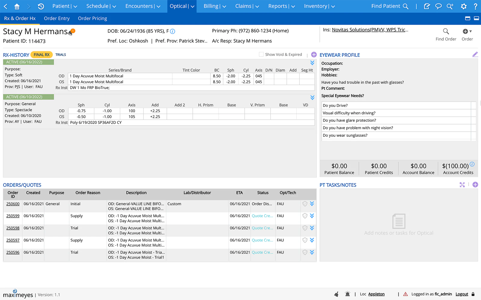 screenshot of MaximEyes