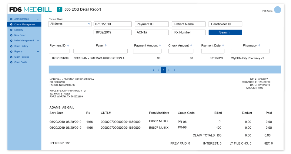 screenshot of MedBill