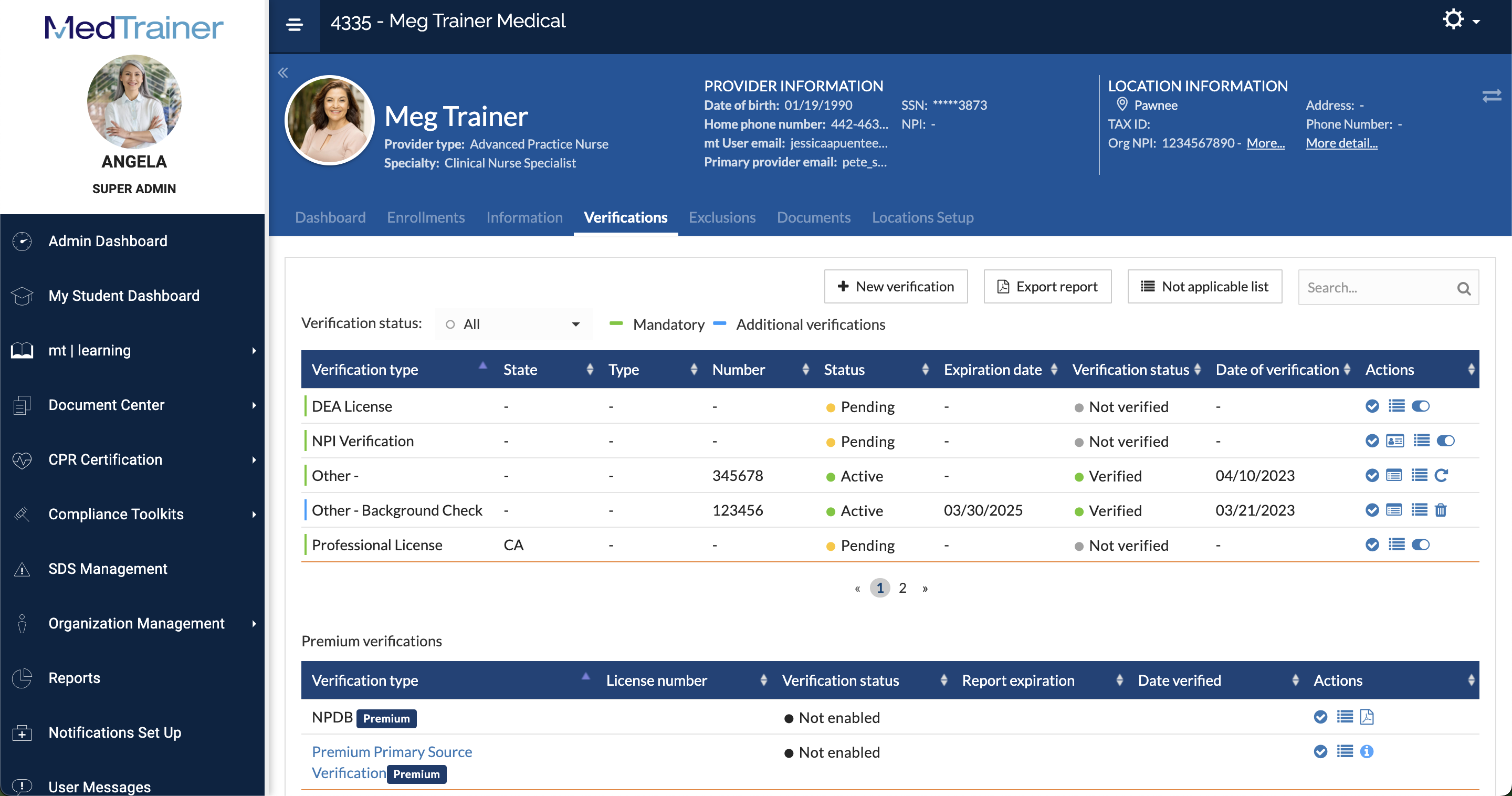 screenshot of MedTrainer