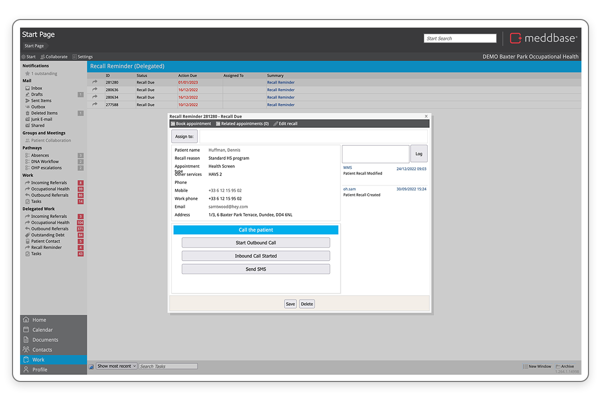 screenshot of Meddbase