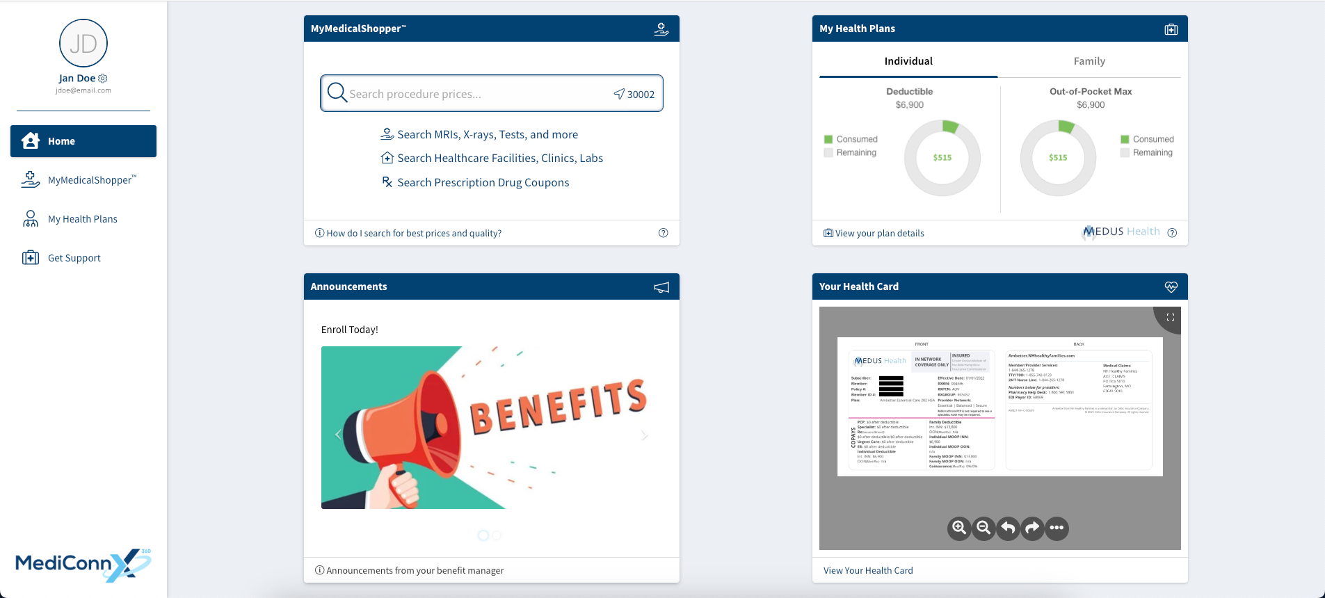 screenshot of MediClaims