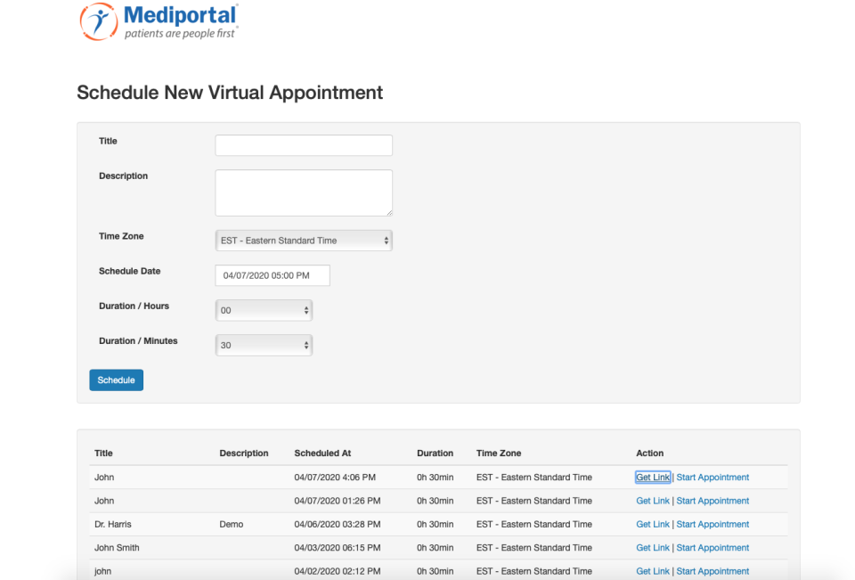 screenshot of MediPortal