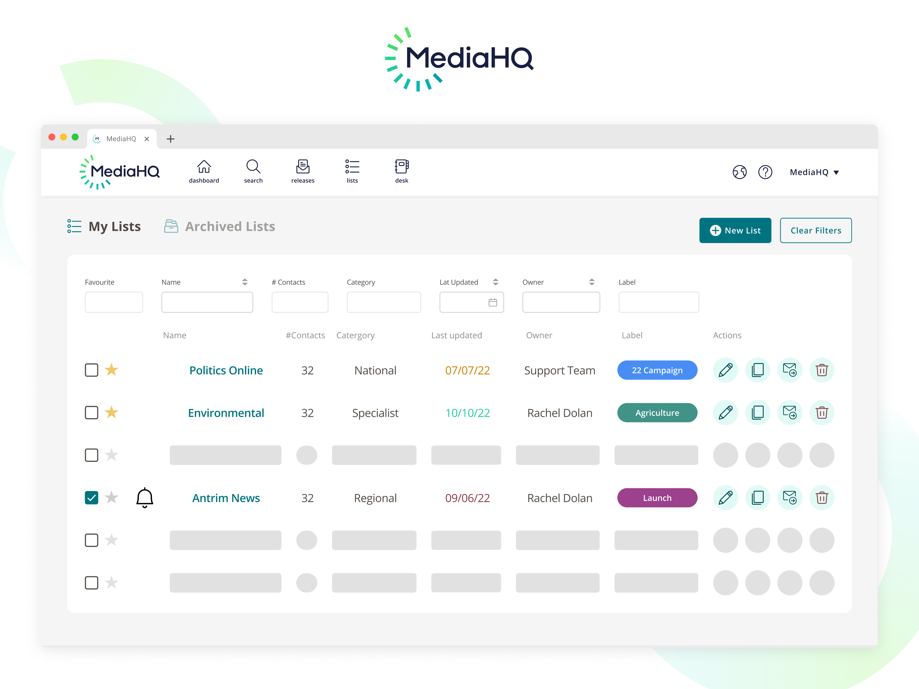 screenshot of MediaHQ