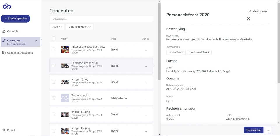 screenshot of MediaHaven