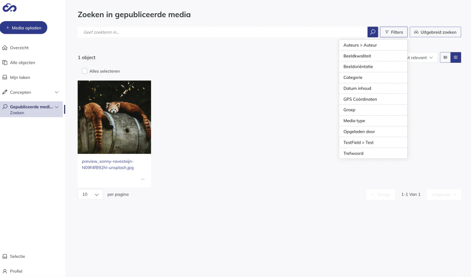 screenshot of MediaHaven