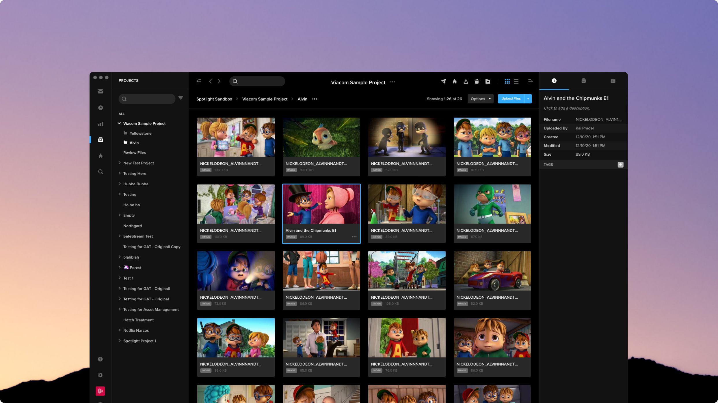 screenshot of MediaSilo