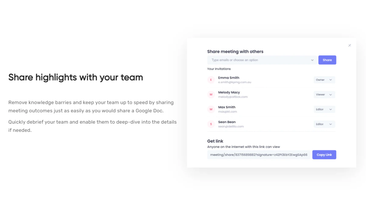 screenshot of MeetGeek