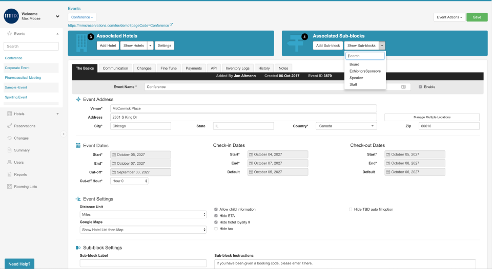 screenshot of Meetingmax