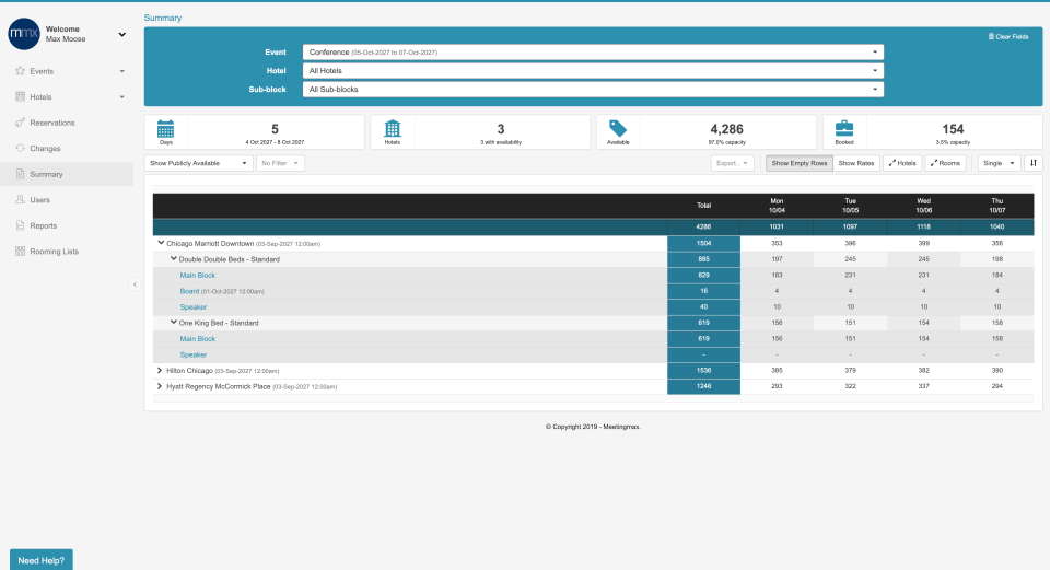 screenshot of Meetingmax