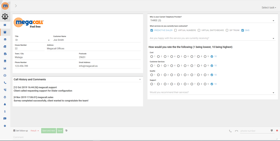 screenshot of MegaDialer
