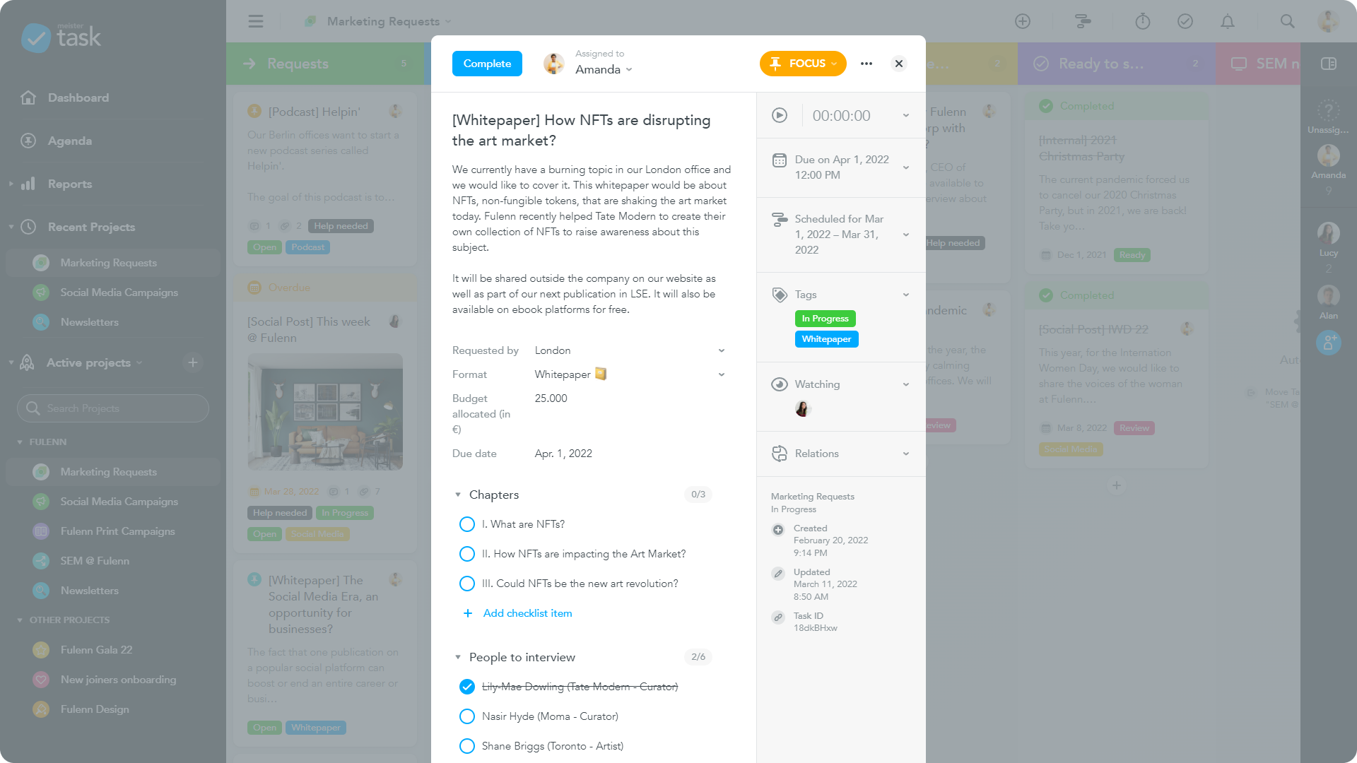 screenshot of MeisterTask