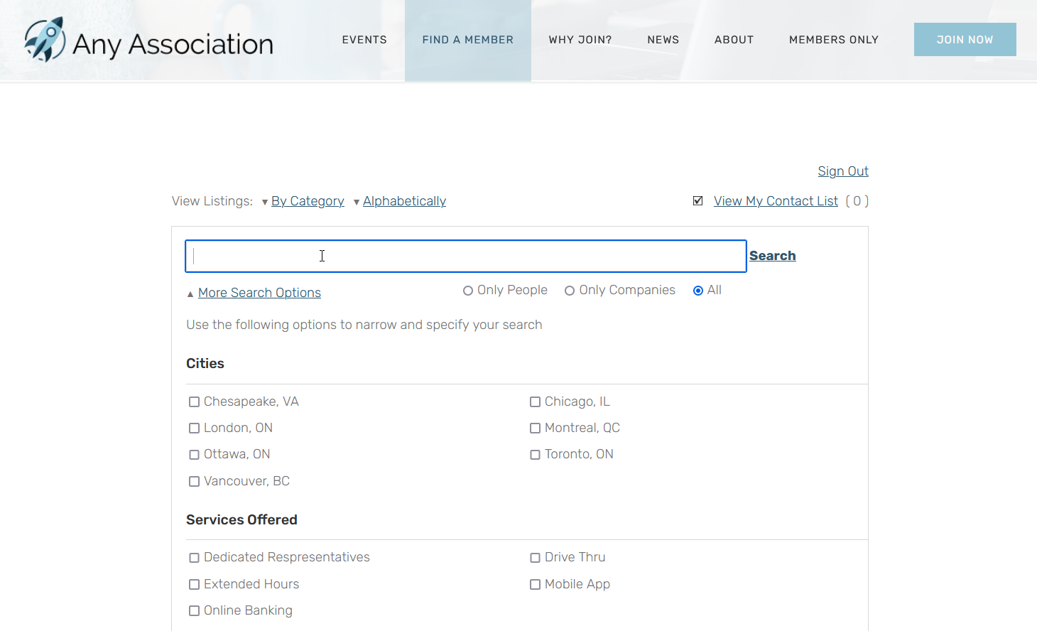 screenshot of Membee