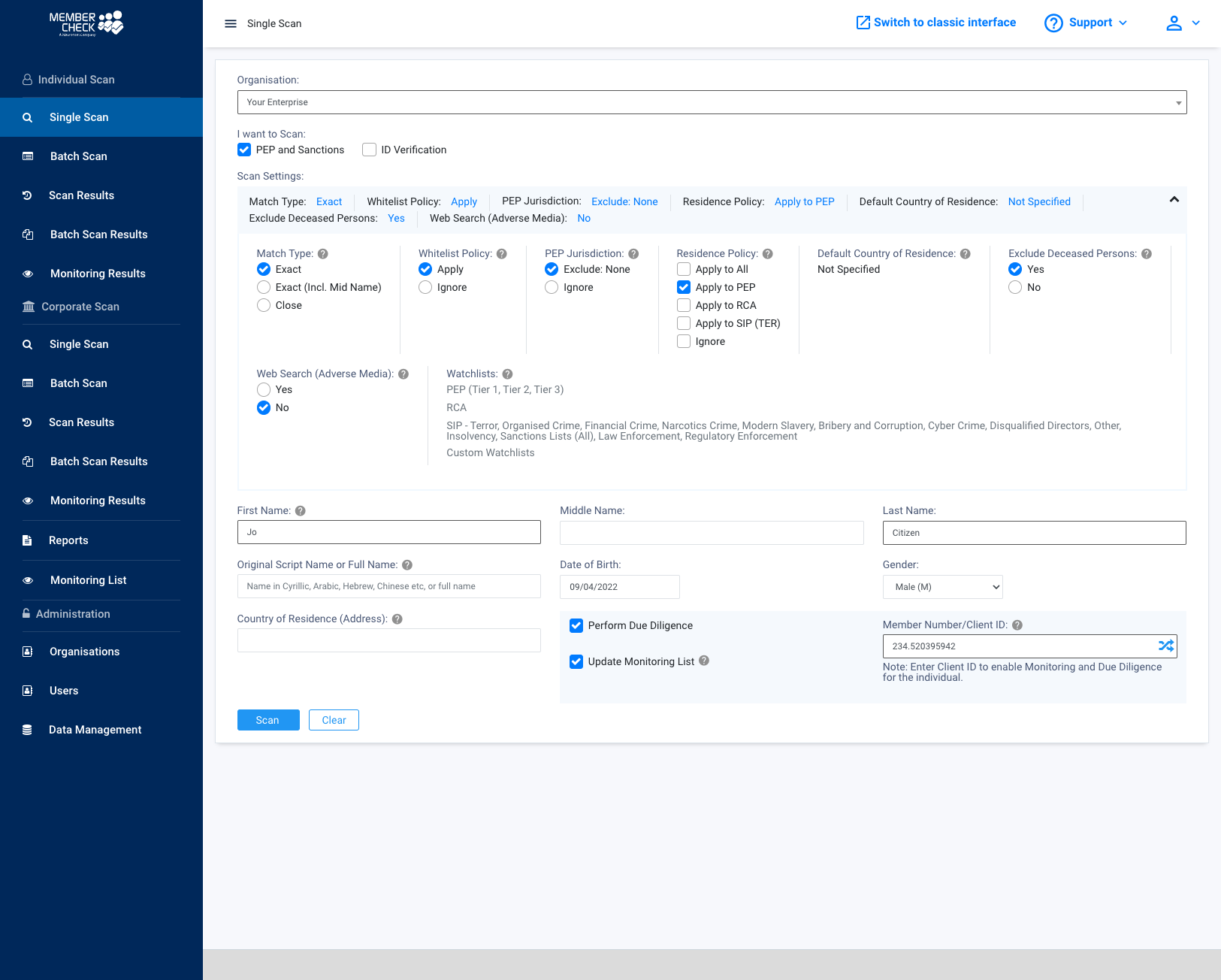 screenshot of MemberCheck