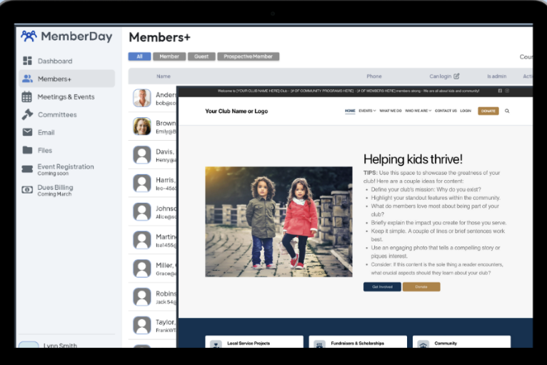 screenshot of MemberDay