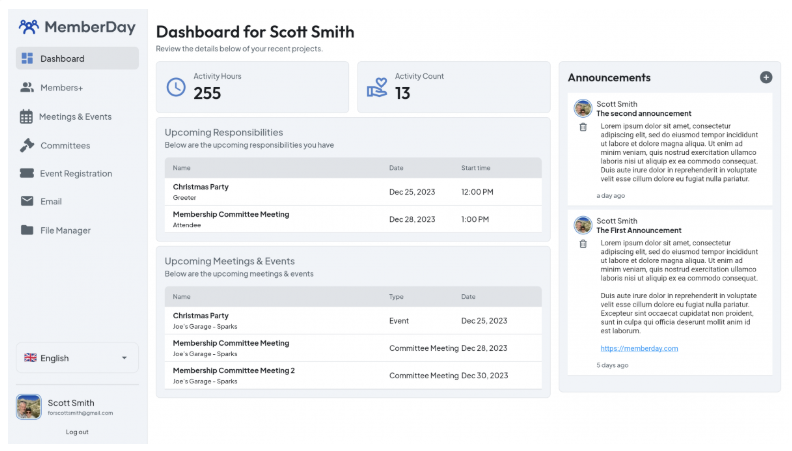 screenshot of MemberDay