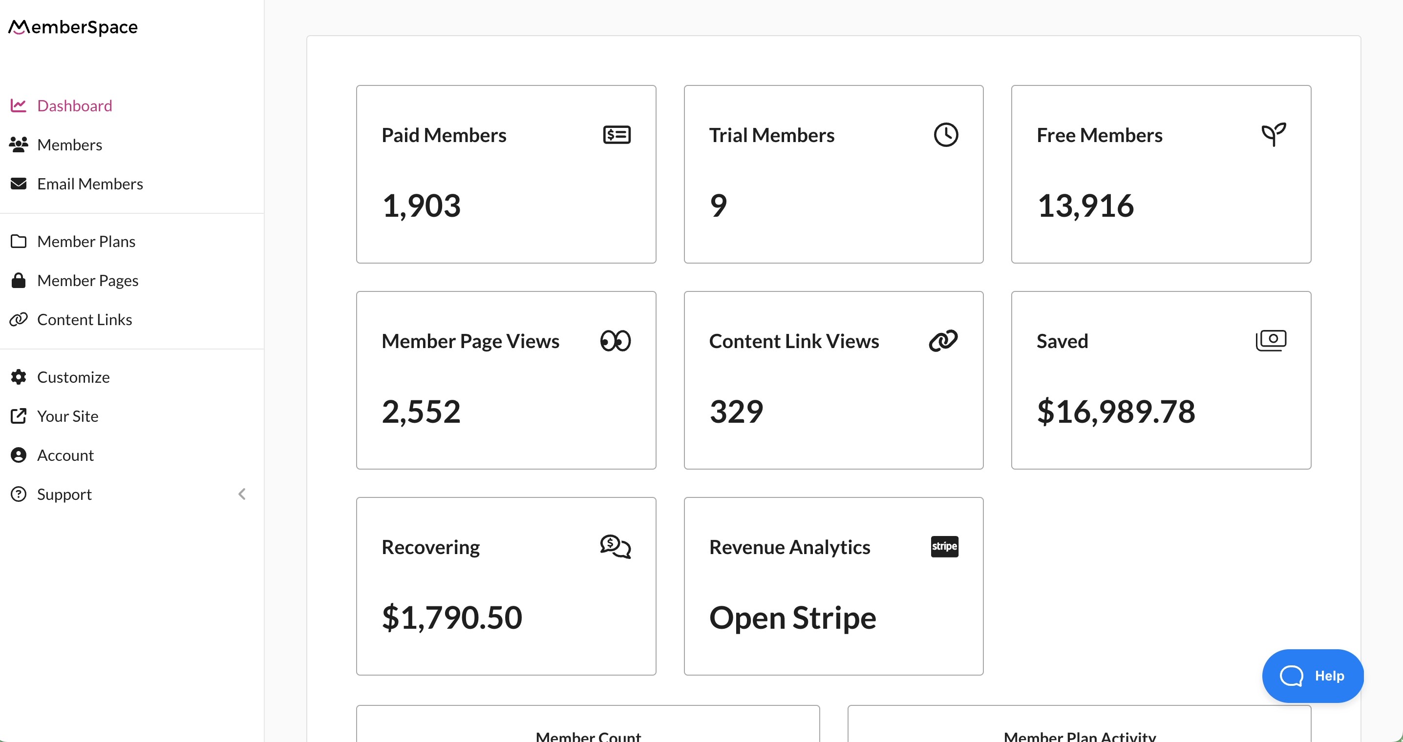 screenshot of MemberSpace