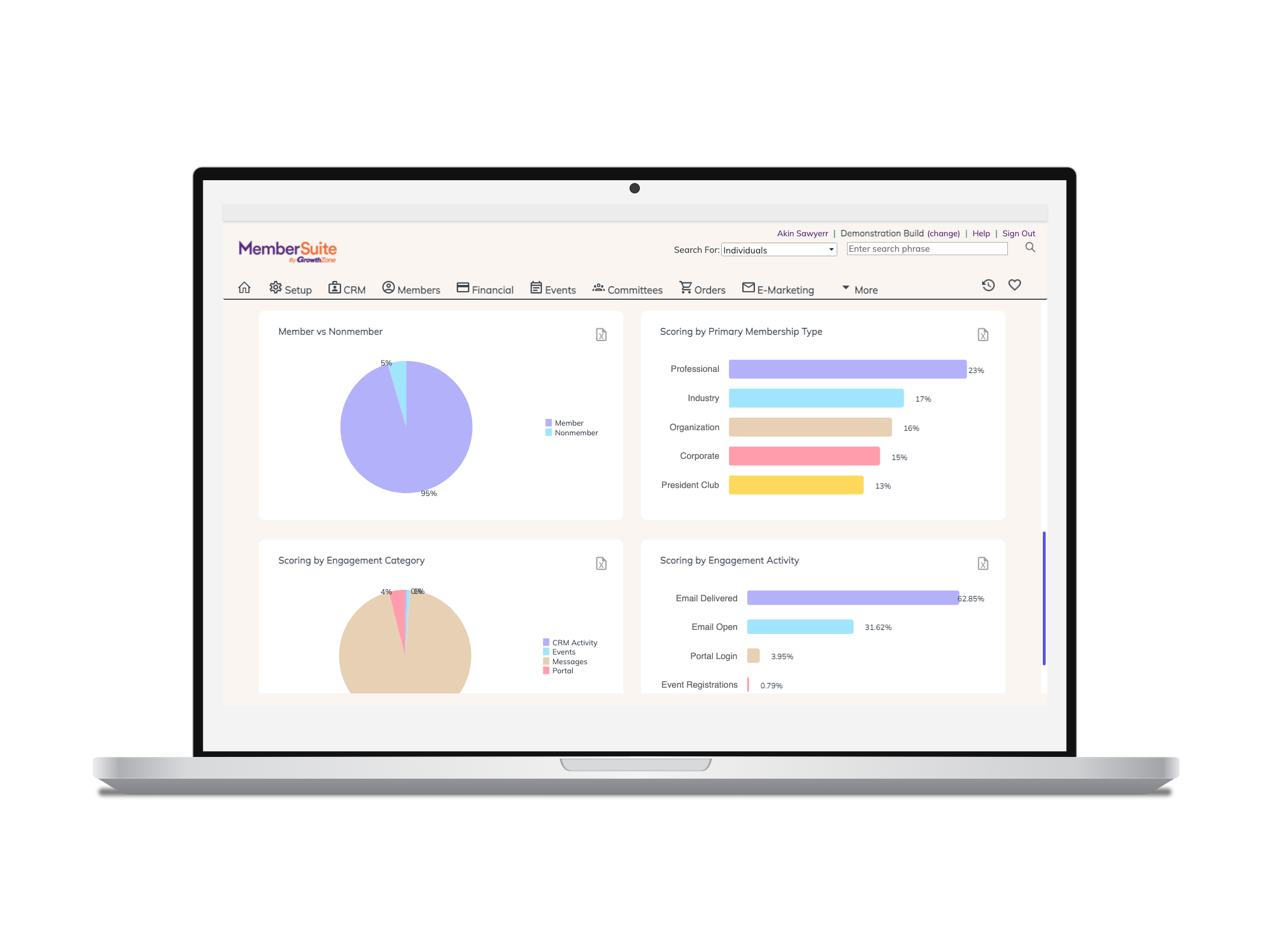 screenshot of MemberSuite