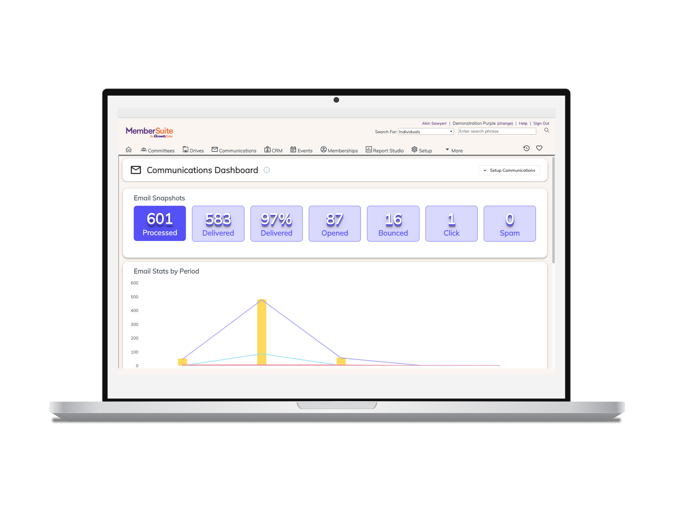 screenshot of MemberSuite