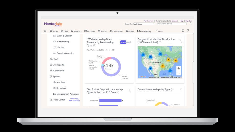 screenshot of MemberSuite