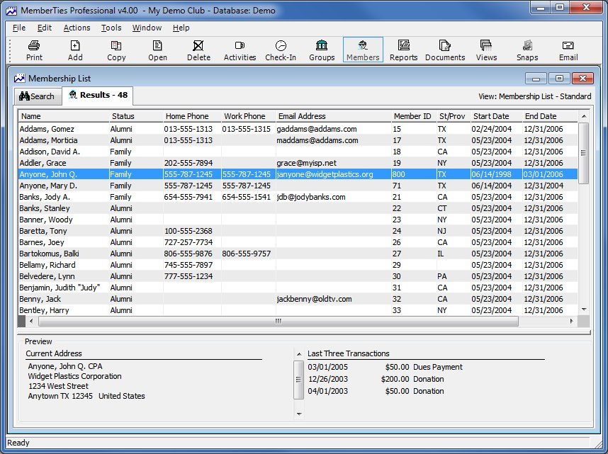 screenshot of MemberTies