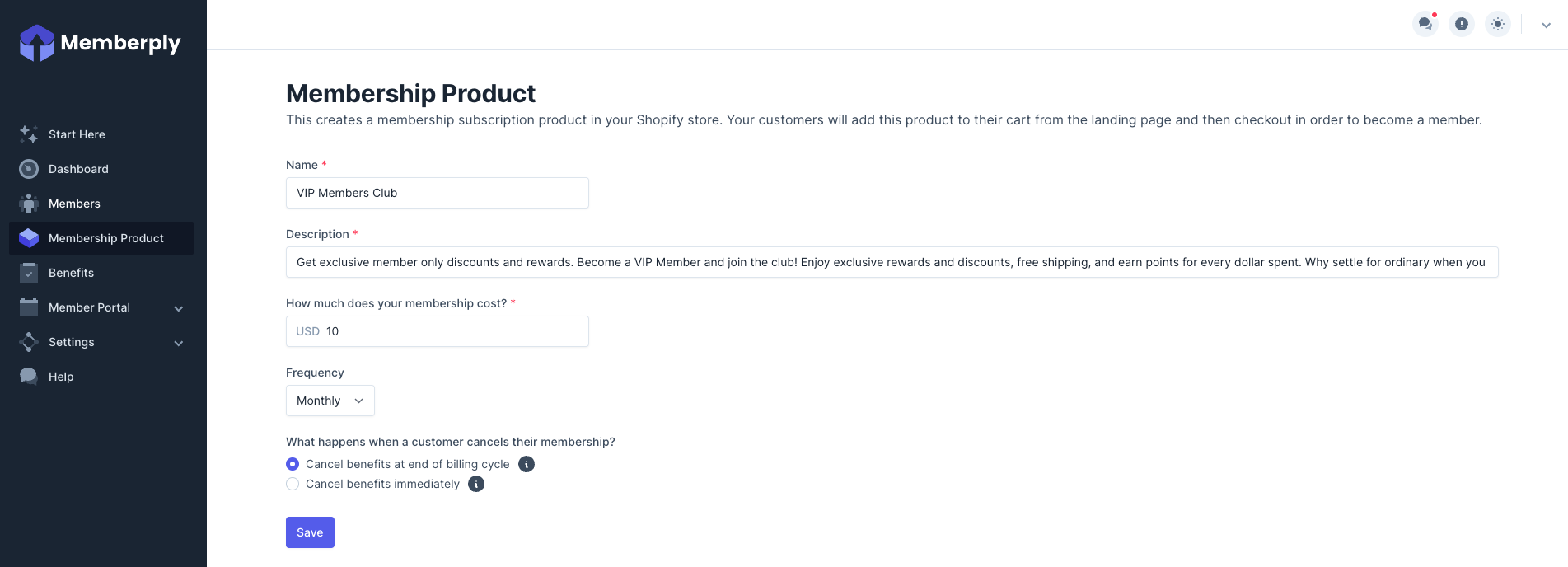 screenshot of Memberply
