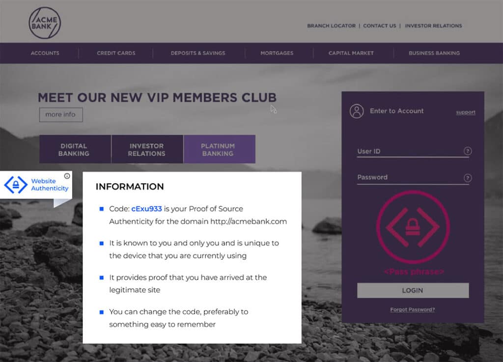 screenshot of Memcyco