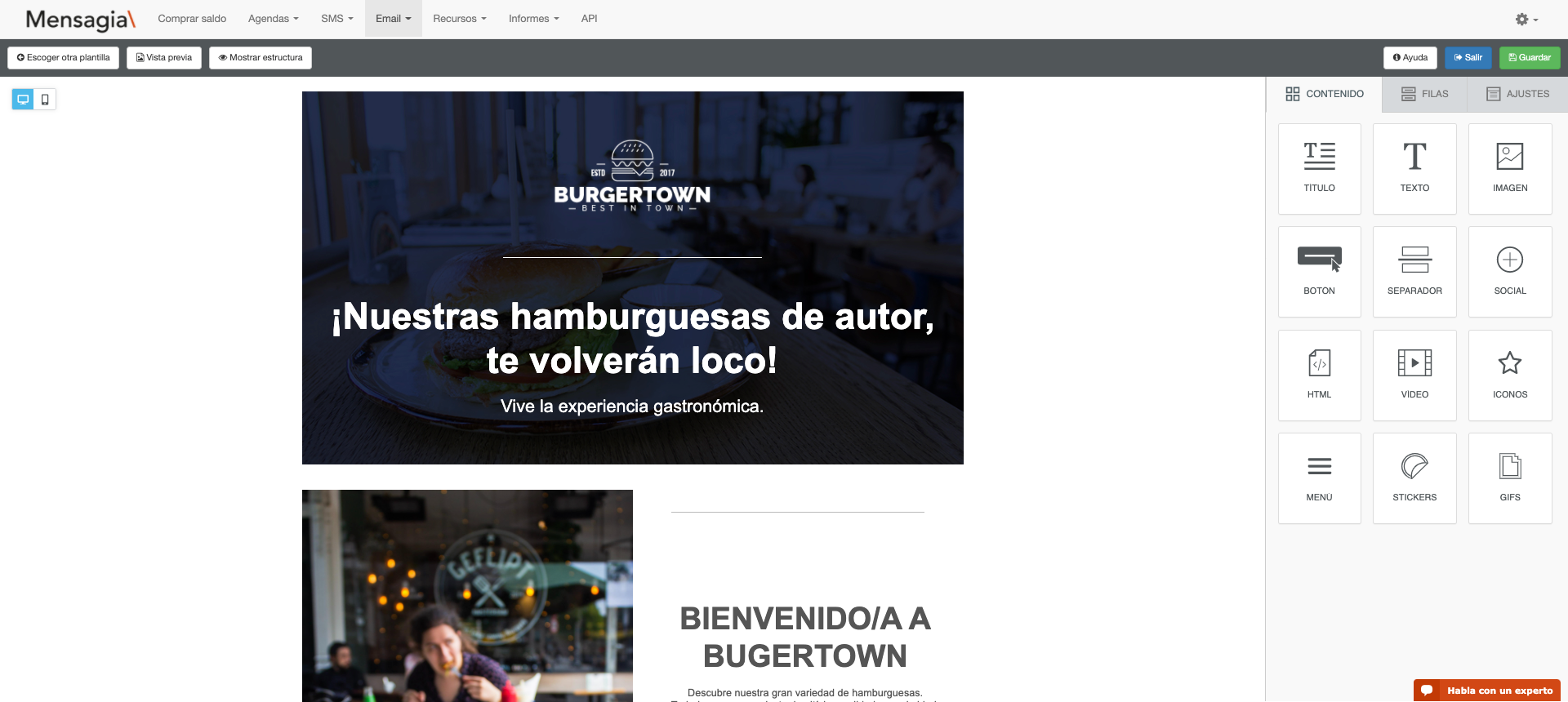 screenshot of Mensagia