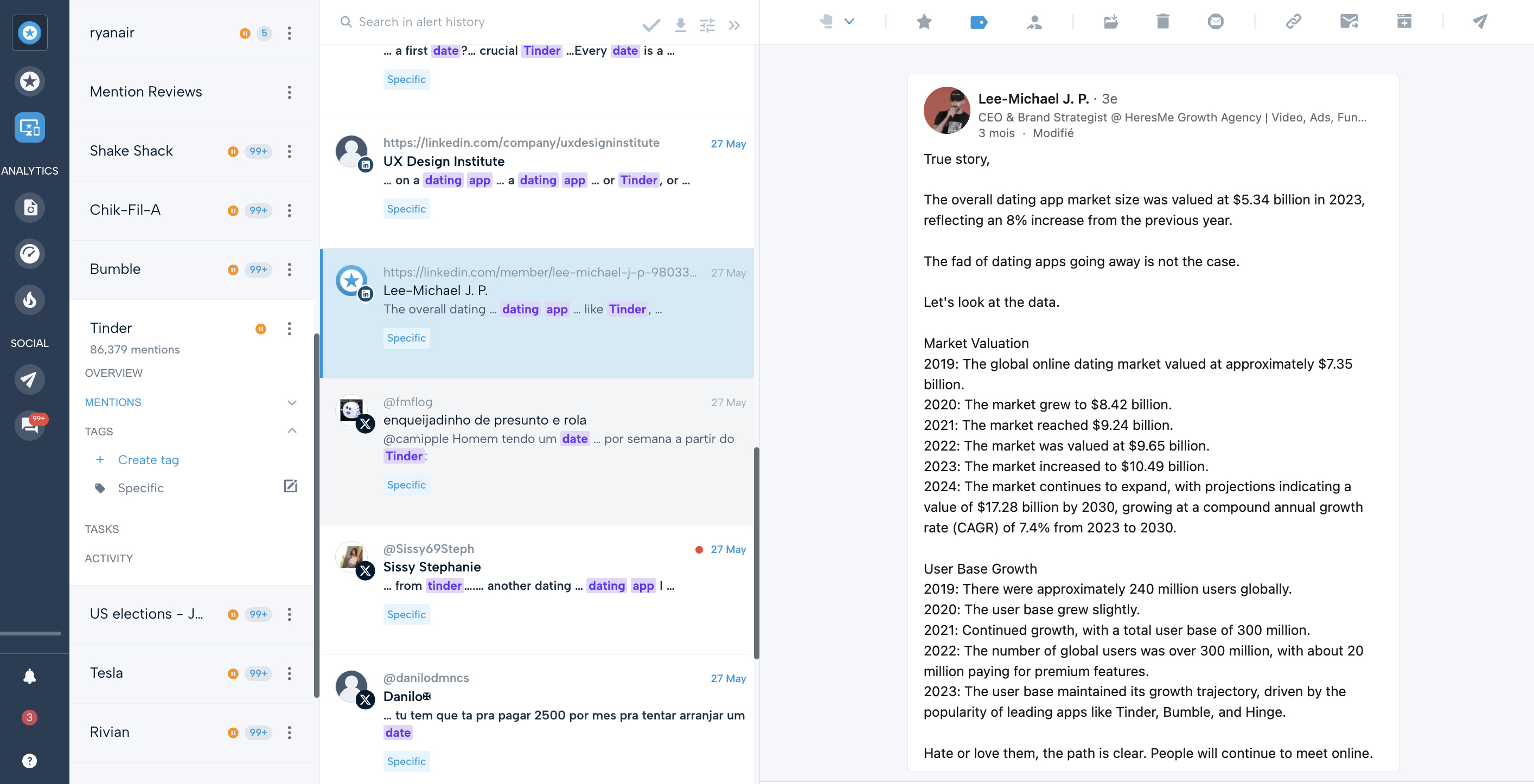 screenshot of Mention