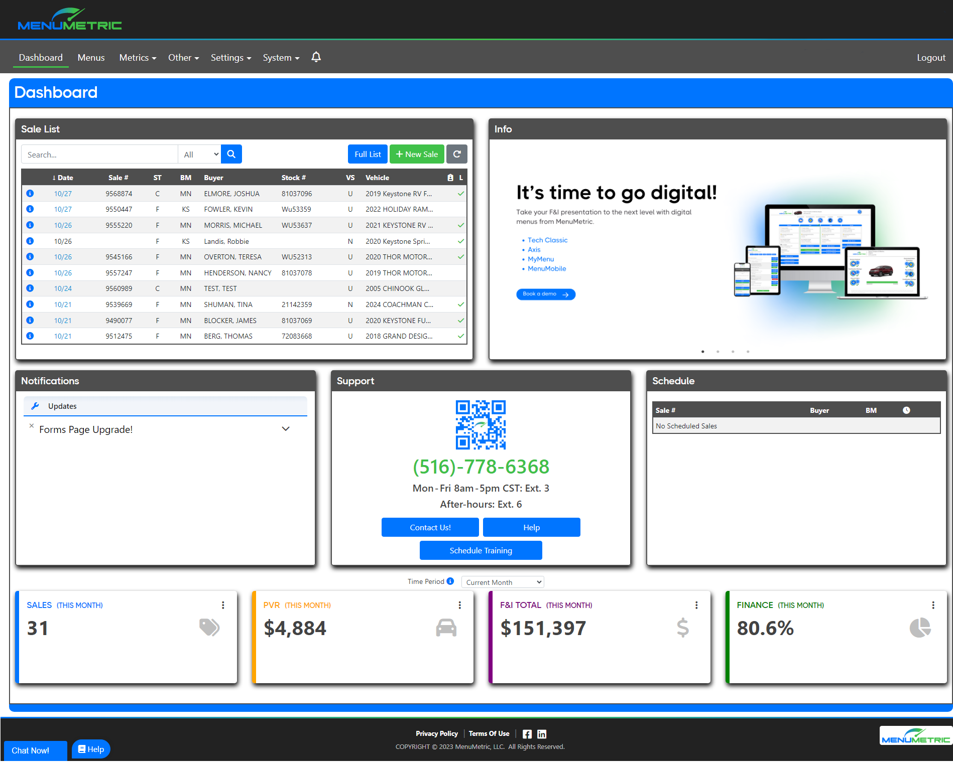 screenshot of MenuMetric