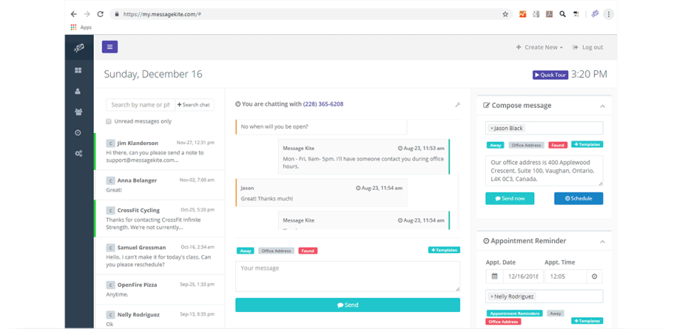 screenshot of MessageKite