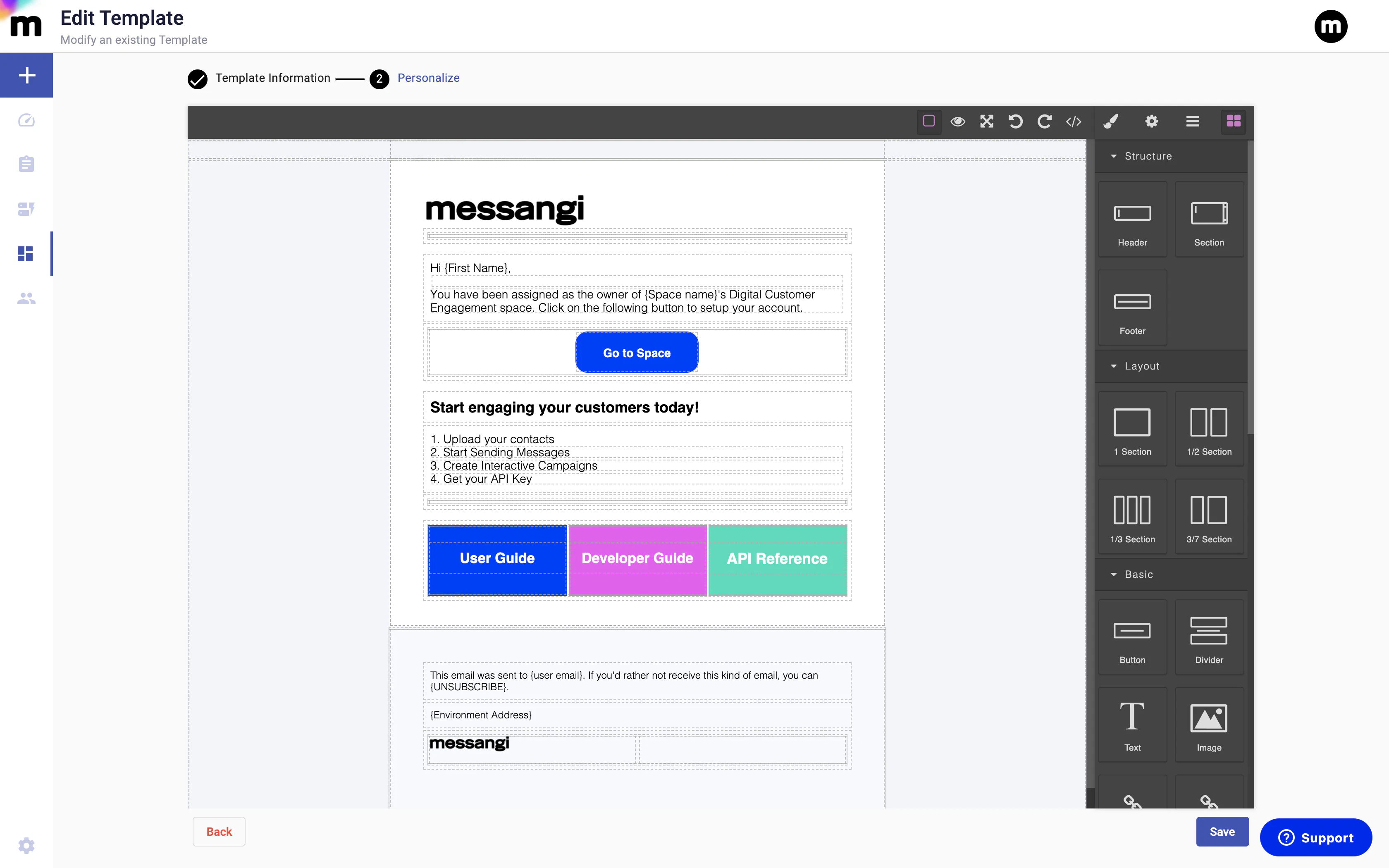 screenshot of Messangi