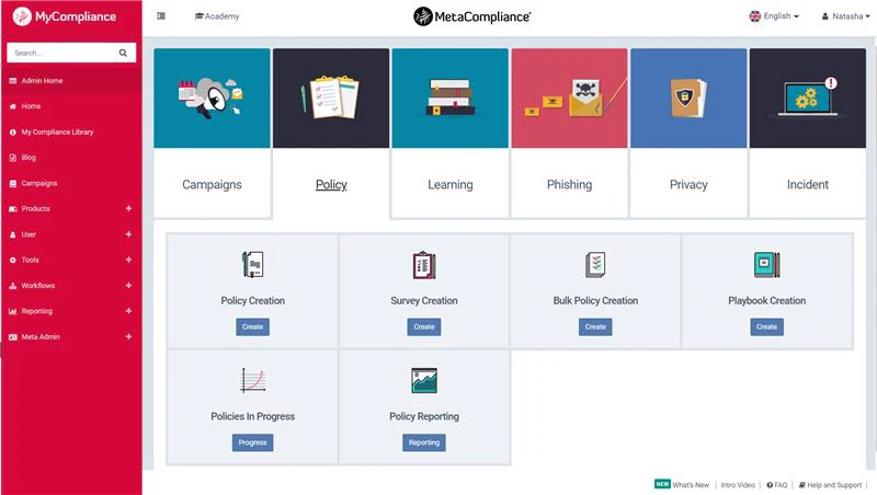 screenshot of MetaCompliance