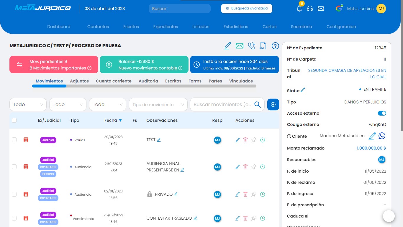 screenshot of MetaJuridico