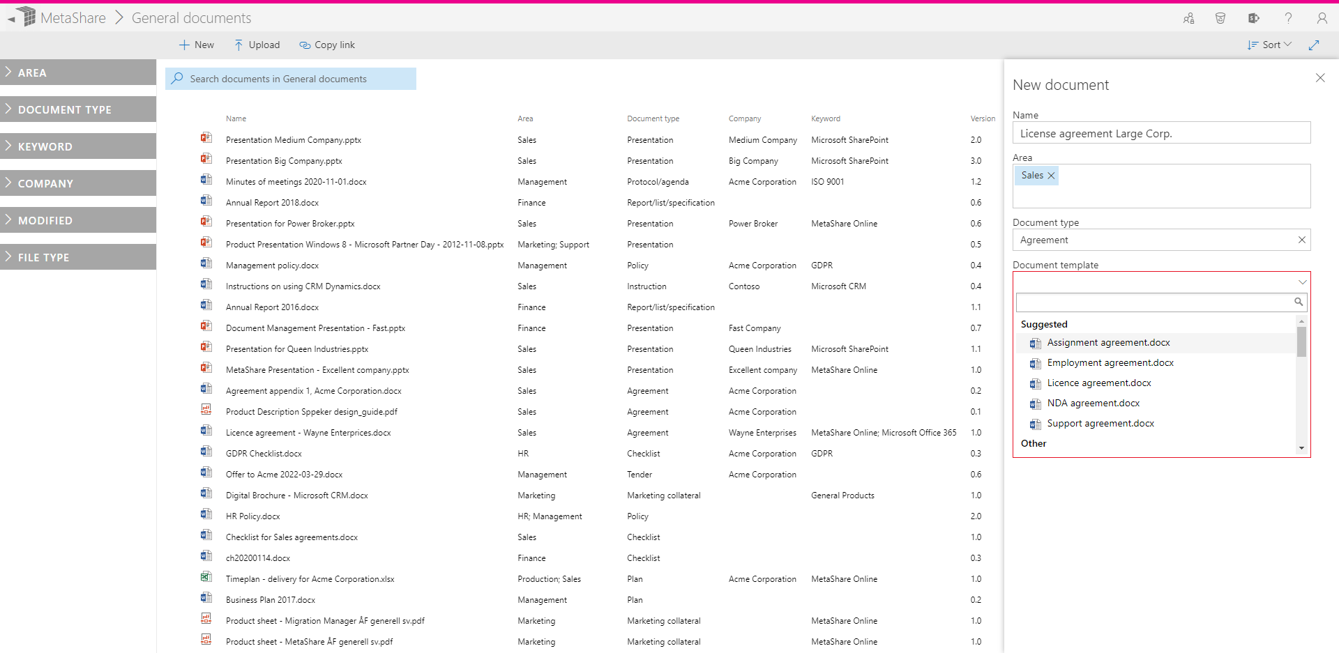 screenshot of MetaShare