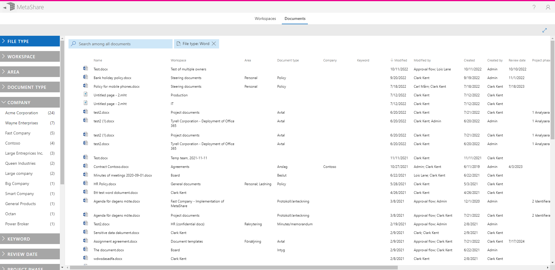 screenshot of MetaShare