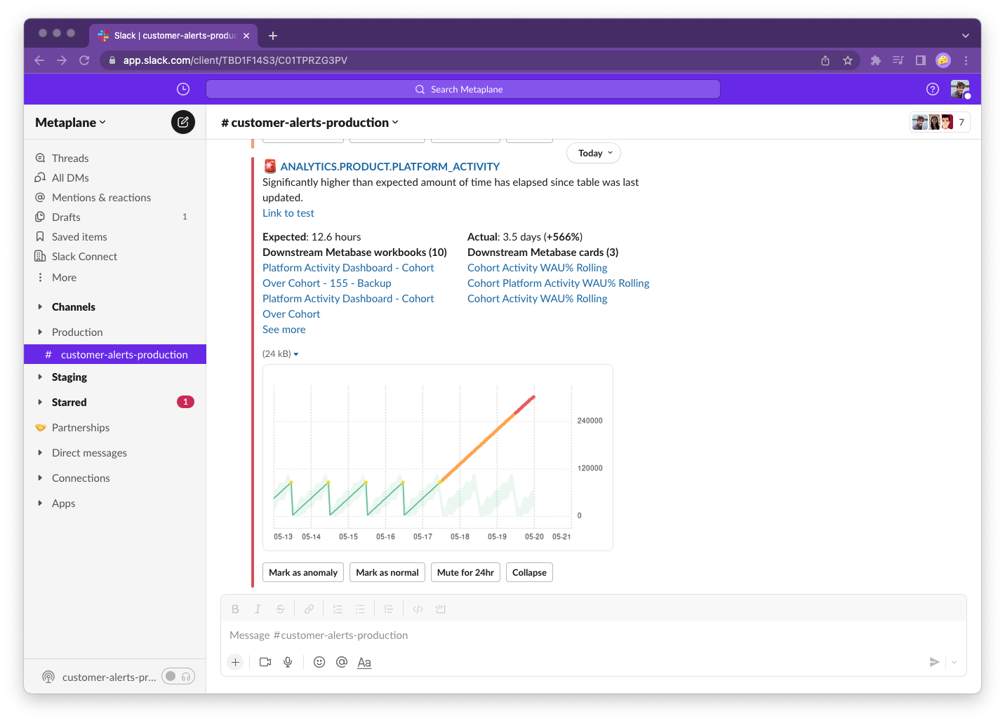 screenshot of Metaplane